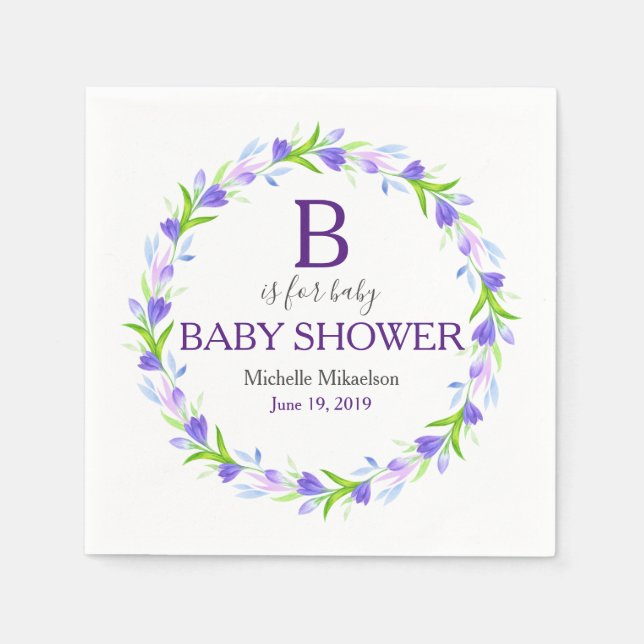 Monogram B ist für Babydusche geeignet Serviette (Vorderseite)