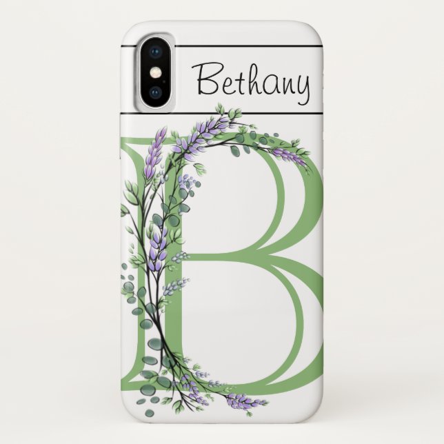 Monogram B Lavendel Eucalyptus Case-Mate iPhone Hülle (Rückseite)