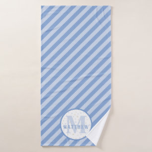 Monogram Baby Boy Blue Badehandtuch