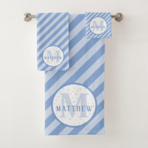 Monogram Baby Boy Blue Badhandtuch Set