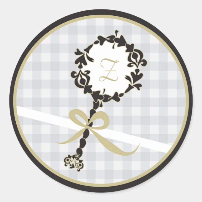 Monogram Baby Einladung oder Gefälligkeitsaufklebe Runder Aufkleber (Vorderseite)