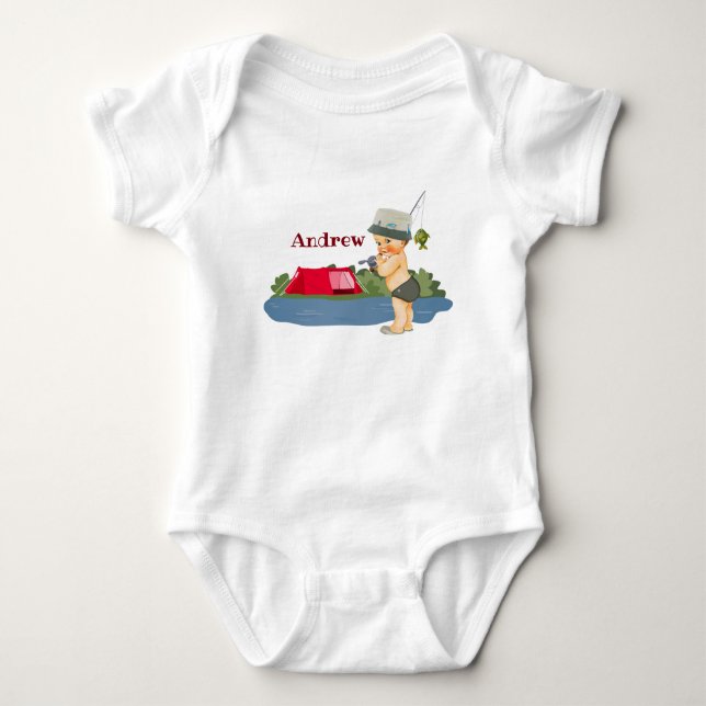 Monogram Baby Fisherman ein Stück T - Shirt (Vorderseite)