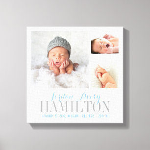 Monogram Baby Foto Collage Wrapped Canvas Print Leinwanddruck