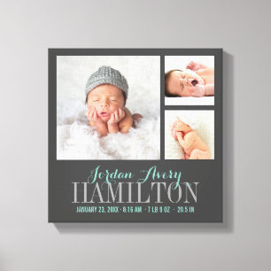Monogram Baby Foto Collage Wrapped Canvas Print Leinwanddruck