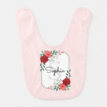 Monogram Baby Girl Rosa und Rote Rose