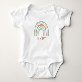 Monogram Baby Name Earthy Boho Rainbow Green Brown Baby Strampler