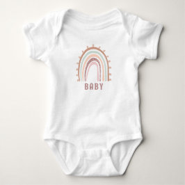 Monogram Baby Name Earthy Boho Rainbow Pink Brown Baby Strampler
