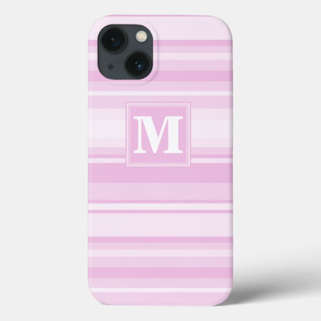 Monogram Baby Pink Streifen Case-Mate iPhone Gehäu Hülle (Rückseite)