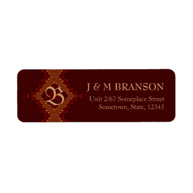Monogram Bali Red Earth Custom Address Label (Vorne)