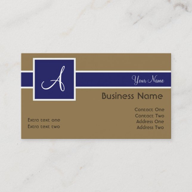 Monogram Band Royal & Bronze Business Cards Visitenkarte (Vorderseite)