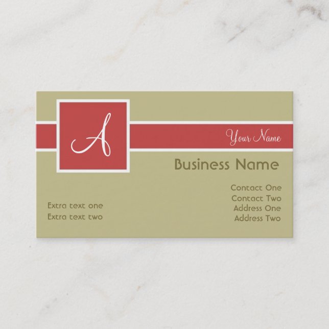 Monogram Band Sand & Lmon Business Cards Visitenkarte (Vorderseite)