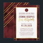 MONOGRAM BAR MITZVAH dunkelrotes Aquarellgold Einladung<br><div class="desc">per kat massard >>> kat@simplysweetPAPERIE.com <<< Ein trendy Einladungs-Design für das BAR MITZVAH Setup Ihres Kindes als Vorlage ist es einfach für Sie, Ihre eigenen Daten hinzuzufügen, oder drücken Sie die Schaltfläche Anpassen und Sie können Text, Schriftart, Größen etc. TIP: 1 hinzufügen oder ändern. Um Grafiken zu ändern/verschieben/die Hintergrundfarbe zu...</div>