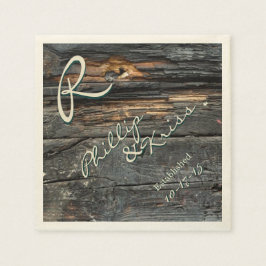 Monogram Barn Wood Wedding Napkins Serviette