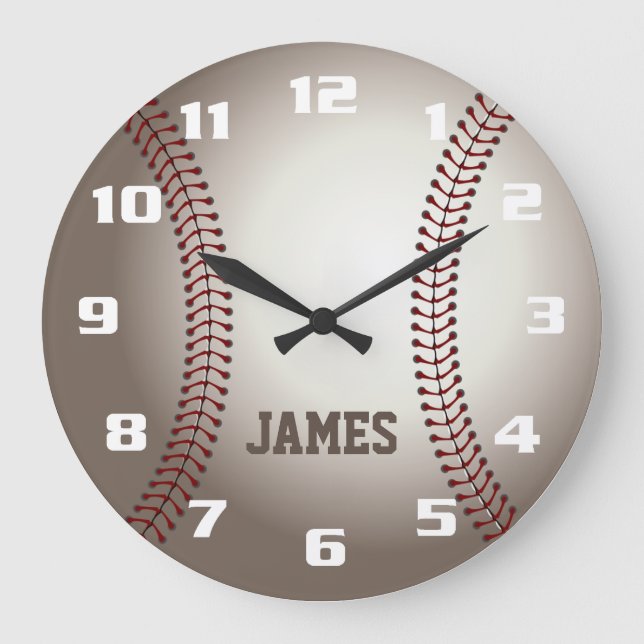 Monogram Baseball Große Wanduhr (Vorderseite)