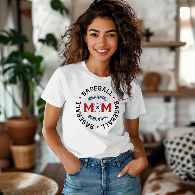 Monogram Baseball Mother-Geschenk T-Shirt (Von Creator hochgeladen)