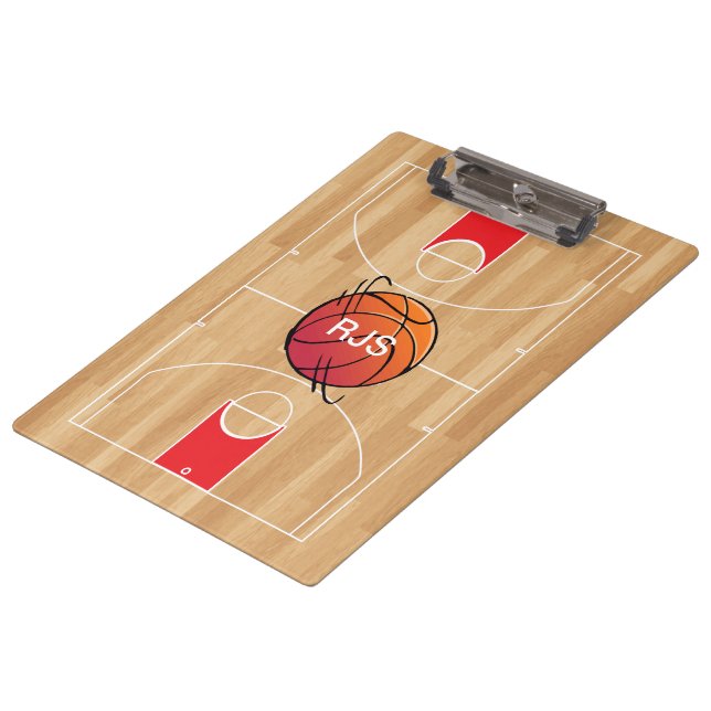 Monogram Basketball auf Basketball Court Klemmbrett (Schrägansicht)