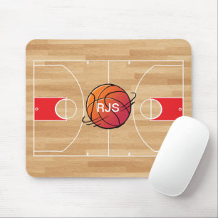 Monogram Basketball auf Basketballfeld Mousepad