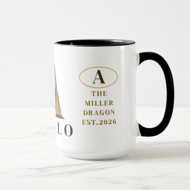 Monogram Bearded Dragon Custom Photo Mug Tasse (Rechts)
