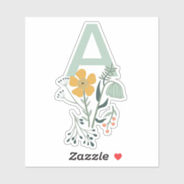 Monogram Beautiful Botanical Floral Personalize Aufkleber