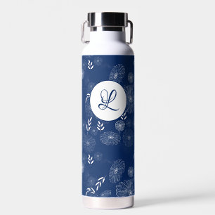 Monogram Beautiful Wild Blume Doodles Muster Trinkflasche