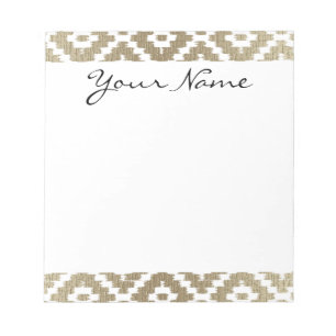 Monogram Beige Aztec Tribal Ikat Diamond Muster Notizblock