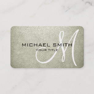 Monogram Beige Leder Look Business Card Visitenkarte