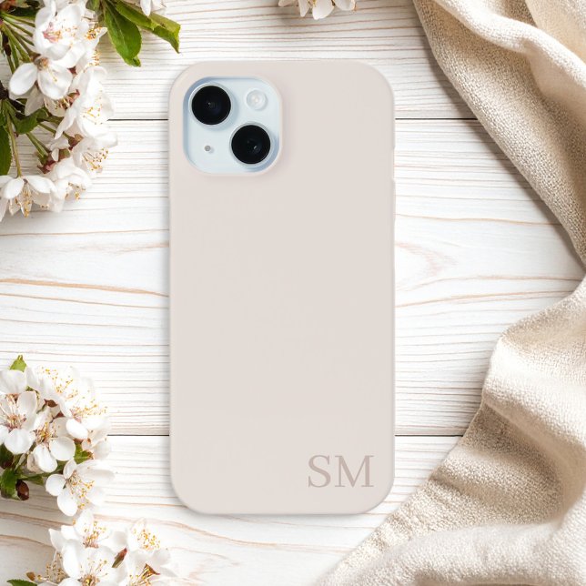 Monogram Beige Minimalistische Initialen Case-Mate iPhone Hülle (Von Creator hochgeladen)