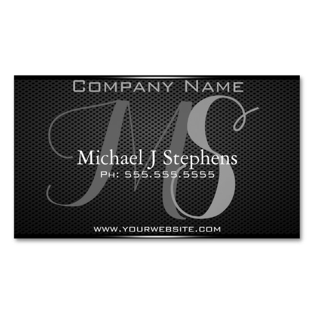 Monogram Beruflich Black Metal Textured Magnet (Vorderseite)