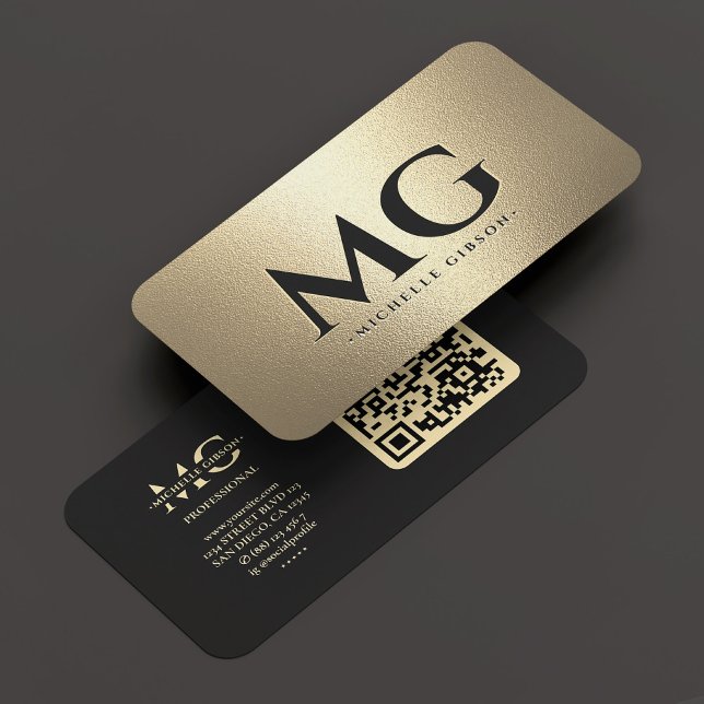 Monogram Beruflich Elegant Black Gold Visitenkarte (Monogram Professional Elegant Black Gold Business Card
)