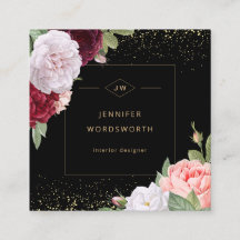 Monogram Beruflich Elegant Floral Rose Black