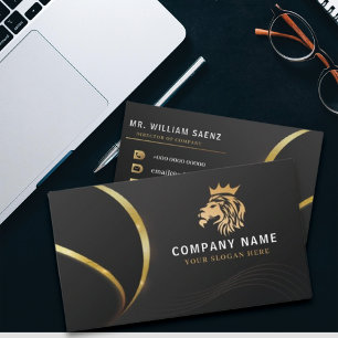 Monogram Beruflich Elegant Gold Lion Logo Visitenkarte