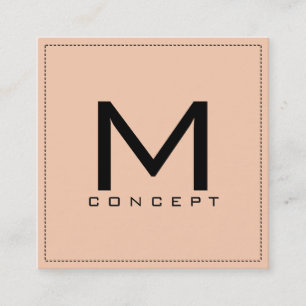 Monogram Beruflich Elegant Modernes Apricot Quadratische Visitenkarte