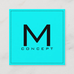 Monogram Beruflich Elegant Modernes Aqua Quadratische Visitenkarte