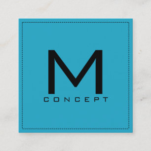 Monogram Beruflich Elegant Modernes Ball Blue Quadratische Visitenkarte