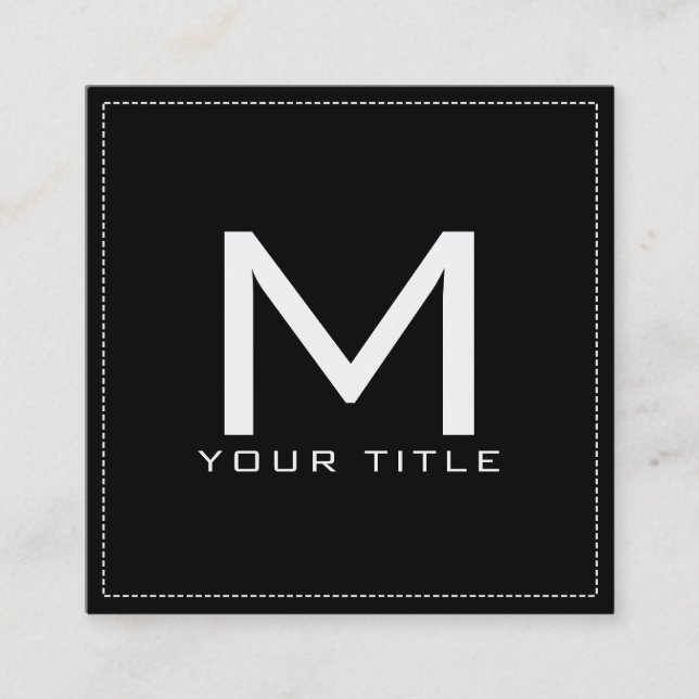 Monogram Beruflich Elegant Modernes Schwarzes Quadratische Visitenkarte (Vorderseite)
