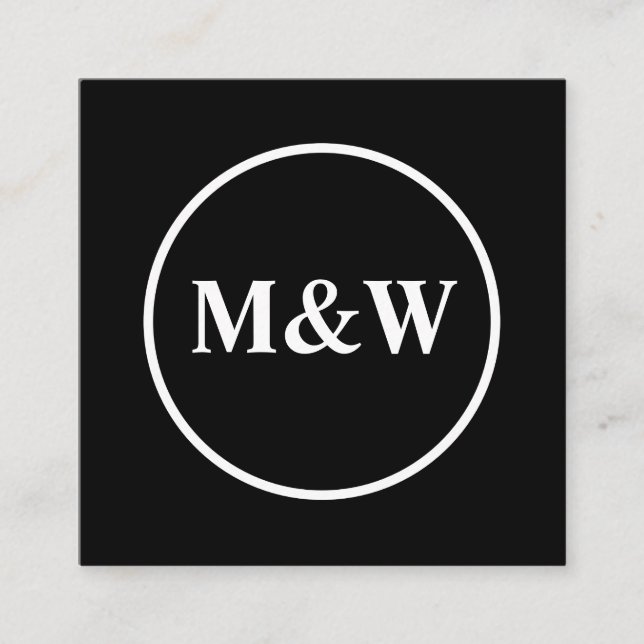 Monogram Beruflich Elegant Quadratische Visitenkarte (Vorderseite)