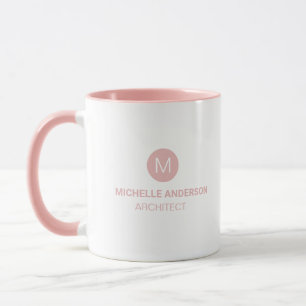 Monogram, beruflicher Architekt Initial Pink White Tasse