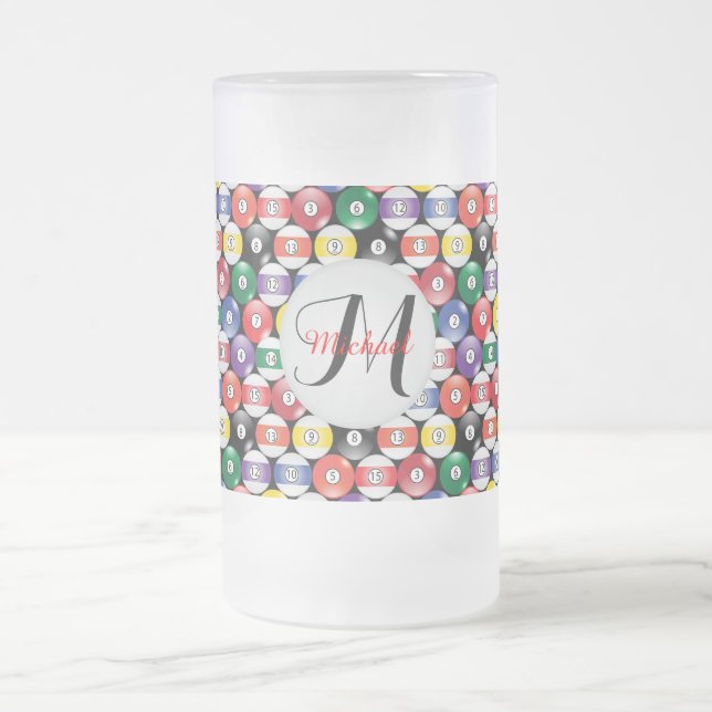 Monogram Billiard Ball Design Mattglas Bierglas (Mittel)