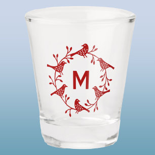 Monogram Bird und Blume Skandinavier Wreath Schnapsglas