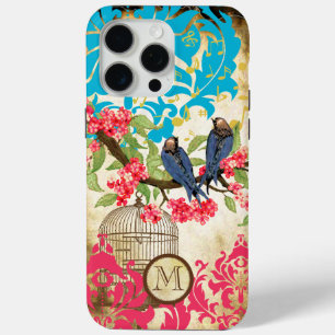 Monogram Birdcage Bird Damask iPhone 15 Pro Max Hülle