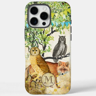 Monogram Birdcage Vintag Owl Fox Tree iPhone 16 Pro Max Hülle