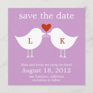 Monogram Birds Card - Lila Save The Date