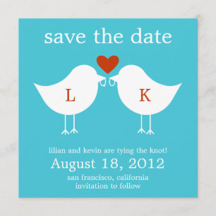 Monogram Birds Enregistrer La Carte Date - Turquoi