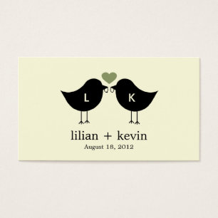 Monogram Birds Gastgeschenk Hochzeit Tags - Sage