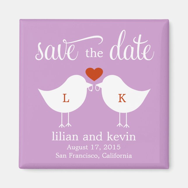 Monogram Birds Save the Date Magnet (Vorne)