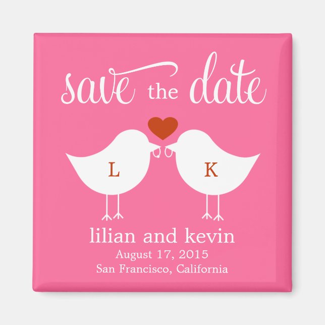 Monogram Birds Save the Date Magnet (Vorne)