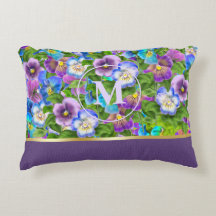 Monogram Birthday Pansy Violet Blume Wasserfarbe