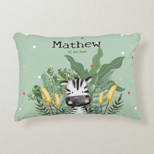 Monogram Birthday Zebra und Dschungel Kinderzimmer Dekokissen