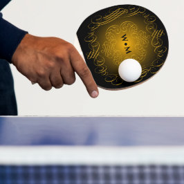 Monogram Black and Gold mit dekorativen Elementen Tischtennis Schläger