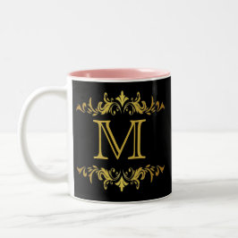 Monogram Black and Gold Zwei-Tone-Kaffee-Tasse Zweifarbige Tasse